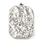 Non-Tarnish 304 Stainless Steel Pendants, Textured, Rectangle Charm, Stainless Steel Color, 25x16.5x3mm, Hole: 1.4mm