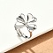 304 Stainless Steel Finger Rings, Clover Charms, Stainless Steel Color, 23x19.5mm, 17mm