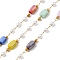 Handmade 304 Stainless Steel Beaded Chains, Soldered, with 316 Stainless Steel Cable Chains, ABS Plastic Pearl & Spool & Glass, Ion Plating(IP), Golden, Colorful, 6.5x4x4mm
