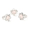 Natural Rose Quartz Adjustable Rings, Platinum Tone Flower Brass Rings for Women, Cadmium Free & Lead Free, US Size 7 3/4(17.9mm), 3~7mm