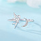 925 Sterling Silver Micro Pave Cubic Zirconia Cuff Rings, Moon & Fairy, Adjustable, with S925 Stamp, Silver, US Size 8(18.1mm)