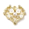 Spray Painted Alloy Pendants, Glass with CCB Pearls, Hollow out with Heart, Golden, 17x19.5x5mm, Hole: 1mm