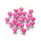 304 Stainless Steel Enamel Charms, Enamelled Sequins, Flat Round, Stainless Steel Color, Hot Pink, 13.5x10x3.5~4mm, Hole: 1.4mm