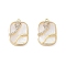 Rack Plating Brass Shell Pendants, with Cubic Zirconia, Long-Lasting Plated, Rectangle Charms, Real 18K Gold Plated, 16x10x4mm, Hole: 1mm