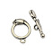 Brass Ring Toggle Clasps, Rose Flower, Nickel Free, Antique Silver, Ring: 18x13x3mm, hole: 1mm, Bar: 21x5x3mm, Hole: 1mm