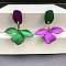 Flower Alloy Dangle Stud Earrings, Golden, Medium Orchid, 45x33mm