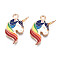 Alloy Enamel Pendants, Cadmium Free & Lead Free, Unicorn, Light Gold, Prussian Blue, 20.5x13x1.5mm, Hole: 2mm