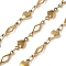 304 Stainless Steel Link Chains, Soldered, with Spool, Ion Plating(IP), Rhombus with Heart, Real 18K Gold Plated, 10x5.5x1.5mm and 13x4x1mm, about 32.81 Feet(10m)/Roll