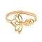 Ion Plating(IP) 304 Stainless Steel Hollow Lotus Adjustable Ring for Women, Real 18K Gold Plated, Inner Diameter: 16.6mm