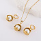 304 Stainless Steel Pendant Necklaces & Hoop Earrings Sets, with Round Shell Pearl, Golden