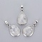 Natural Quartz Crystal Pendants, Rock Crystal Pendants, with Brass Findings, teardrop, Platinum, 26x16~17x8~10mm, Hole: 8x5mm