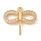 Brass Micro Pave Clear Cubic Zirconia Pendants, Cadmium Free & Nickel Free & Lead Free, Dragonfly, Real 18K Gold Plated, 17x20x3.5mm, Hole: 1.4mm
