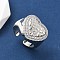 Heart Brass Micro Pave Cubic Zirconia Cuff Rings for Women, Cadmium Free & Lead Free, Rack Plating, Platinum, 18x19.5mm, Inner Diameter: 18.4mm