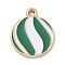 Christmas Theme Alloy Enamel Pendants, Golden, Round, 18x15x1.3mm, Hole: 1.6mm