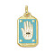 Alloy Enamel Pendants, Rectangle, Tarot Pattern Charm, Golden, Light Sky Blue, Palm Pattern, 26x14x2mm, Hole: 2x3mm