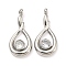304 Stainless Steel Pendants, with Glass Rhinestone, Teardrop Charms, Stainless Steel Color, 18x8x2mm, Hole: 1.2mm
