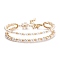 Shell Pearl Beaded Open Cuff Bangle with Flower, Brass Wire Wrap Bangle with Safety Chains for Women, Golden, Inner Diameter: 2-1/4 inch(5.8cm)