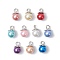 10Pcs Glass Pendants, Round Charms, with Iron Loop, Mixed Color, 13.5x8mm, Hole: 2.5mm, 10pcs/set