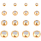 Brass Beads, with Rubber Inside, Slider Beads, Nickel Free, Round, Real 18K Gold Plated, 3~8x2.5~4mm, Hole: 1.5~4mm, Rubber Hole: 0.5~1.8mm, 40pcs/box