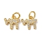 Brass Micro Pave Cubic Zirconia Chai Charms, with Jump Ring, Long-Lasting Plated, Cadmium Free & Lead Free, Rack Plating, Real 18K Gold Plated, 9x10x1.5mm, Hole: 3mm