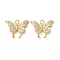 Brass Micro Pave Cubic Zirconia Charms, Cadmium Free & Nickel Free & Lead Free, Butterfly Charms, Real 18K Gold Plated, 12x14x2.5mm, Hole: 1.3mm