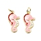 Brass Enamel Pendants, with Jump Rings, Rack Plating, Real 18K Gold Plated, Lead Free & Cadmium Free, Long-Lasting Plated, Sea Horse, 19x10x2.5mm, Hole: 3.3mm