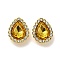 Acrylic Rhinetsone Cabochons, with ABS Plastic, Teardrop, Gold, 19x15x6mm