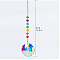 Chakra Theme K9 Crystal Glass Big Pendant Decorations, Hanging Sun Catchers, Flower, Colorful, 37cm
