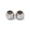 201 Stainless Steel Beads, with Rubber Inside, Slider Beads, Round, Anti-Tarnish, Stainless Steel Color, 7.5x9.5mm, Hole: 3mm