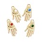 Eco-friendly Brass Enamel Pendants, Cadmium Free & Lead Free, Long-Lasting Plated, Golden, Hand with Moon, Mixed Color, 24.5x11.8x2mm, Hole: 1.9x2.7mm