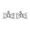 Brass Micro Pave Cubic Zirconia Pendants, Bowknot Charms, Cadmium Free & Nickel Free & Lead Free, Platinum, 11x20x5mm, Hole: 3x5mm