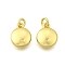 Brass Charms, Rack Plating, Lasting Plated, Cadmium Free & Lead Free, Real 18K Gold Plated, with Jump Ring, Flat Round, 9.5x7.5x2.5mm, Hole: 2mm