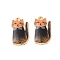 Rack Plating Alloy Pendants, with Enamel, Golden, Cat Charm, Coconut Brown, 20x11.5x2.5mm, Hole: 1.5mm