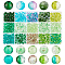 PH PandaHall 750pcs Green Glass Beads 15 Color 6mm Loose Beads Set Bracelet Beads Round Craft Beads Accessories for St Patrick Day Earrings Necklace Craft Making