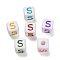 Opaque Acrylic Beads, Enamel Style, Cube with Letter, Letter S, 10x9.5x9mm, Hole: 3.8mm, about 560pcs/500g