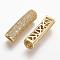 Brass Micro Pave Cubic Zirconia Tube Beads, Tube, Large Hole Beads, Hollow, Clear, Golden, 30x8.5x8mm, Hole: 5mm