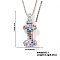 Brass Pave Colorful Cubic Zirconia Letter Pendant Box Chain Necklaces, Platinum, Letter I, 15.75 inch(40cm)