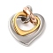 Ion Plating(IP) 304 Stainless Steel Pendants, with Jump Ring, Heart Charm, Mixed Color, 24.5x20.5x5mm