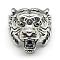 Alloy Finger Rings, Tiger, Size 9, Antique Silver, 19mm