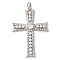 Rack Plating Brass Micro Pave Cubic Zirconia Pendants and ABS Imitation Pearl, Lead Free & Cadmium Free, Long-Lasting Plated, Cross, Platinum, 36x25x5mm, Hole: 4x2mm