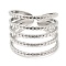 Non-Tarnish 304 Stainless Steel Open Cuff Rings, Multi Line, Stainless Steel Color, US Size 7 1/4(17.5mm)
