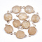 Synthetic Tigerskin Glass Links connectors, with Brass Findings, Square, Golden, 21x13x5~5.5mm, Hole: 2.5mm