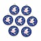 Rack Plating Alloy Enamel Pendants, Cadmium Free & Nickel Free & Lead Free, Light Gold, Flat Round with Elves, Dark Blue, 30.5x27x1.5mm, Hole: 2mm