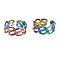 304 Stainless Steel Wave Wrapped Cuff Ring, Rainbow Color Open Ring for Women, US Size 7(17.3mm)