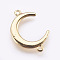 Brass Links connectors, Lead Free & Cadmium Free, Moon, Golden, 19x13x1mm, Hole: 1.2mm