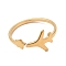 Ion Plating(IP) 304 Stainless Steel Star & Airplane Open Cuff Ring for Women, Real 18K Gold Plated, US Size 6(16.5mm)