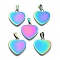 Ion Plating(IP) Fashionable 304 Stainless Steel Stamping Blank Tag Pendants, Heart, Rainbow Color, 23~25x22x4mm, Hole: 3x6mm
