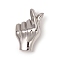 Non-Tarnish 304 Stainless Steel ASL Pendants, Gesture for Finger Heart, Stainless Steel Color, 33.5x22x13mm, Hole: 6x6mm