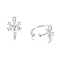 Brass Micro Pave Clear Cubic Zirconia Cuff Earrings, Butterfly, Platinum, 13x1mm, Inner Diameter: 10.2mm