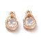 teardrop, Alloy Charms, with Cubic Zirconia, Light Gold, 13x8x6mm, Hole: 1mm